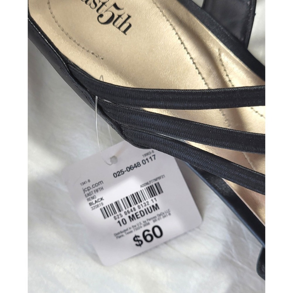 East 5th Women's Reno Strappy Stretchy Slingback Wedge Sandals - Black - Sz 10M - Picture 2 of 5